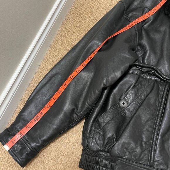 Vintage 1980s Rue Royale Leather Jacket w/ Fleece Collar – L - Picture 14 of 14